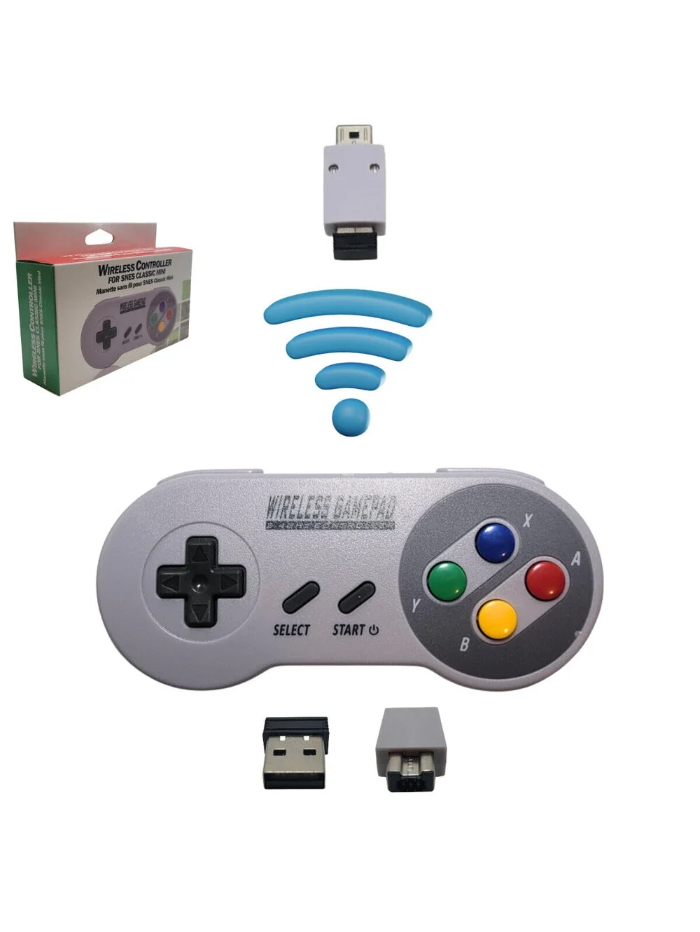 SNES Classic Mini Game Console Wireless Gamepad Controller - Also Supports USB